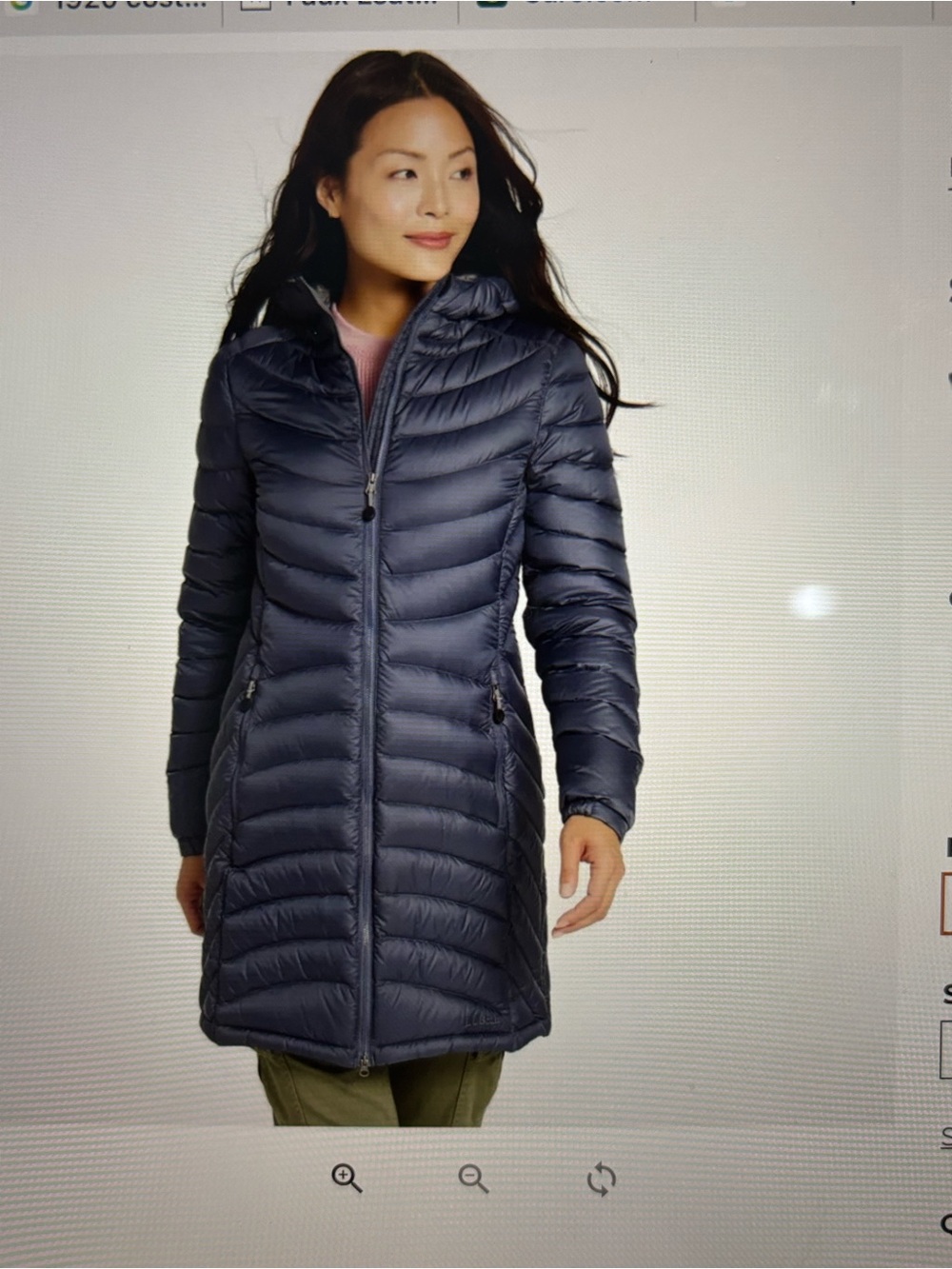 L.L. Bean 850 Down filled Ultralight Parker Coat Greyish Blue